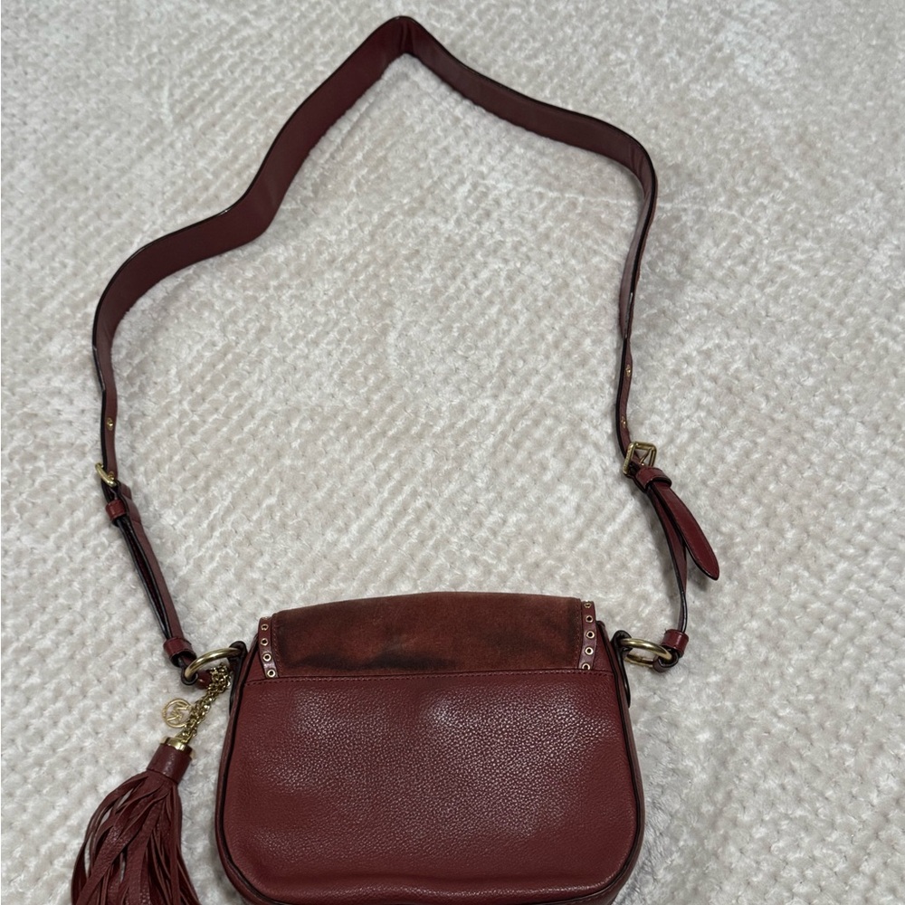 (USED) Michael Kors Rich Brown Crossbody Bag with Tassel - Picture 2 of 6